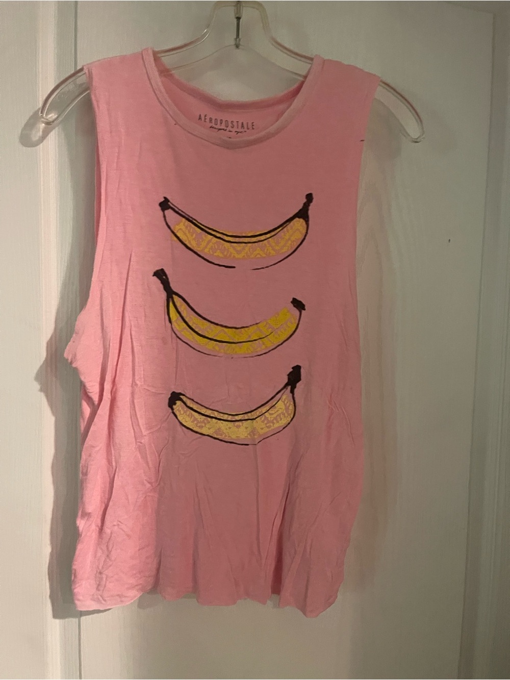 Aeropostale Pink Banana Graphic Muscle Tank